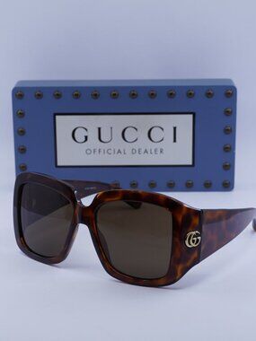 Gucci GG1402S 002 Square Women Sunglasses - Havana / Brown